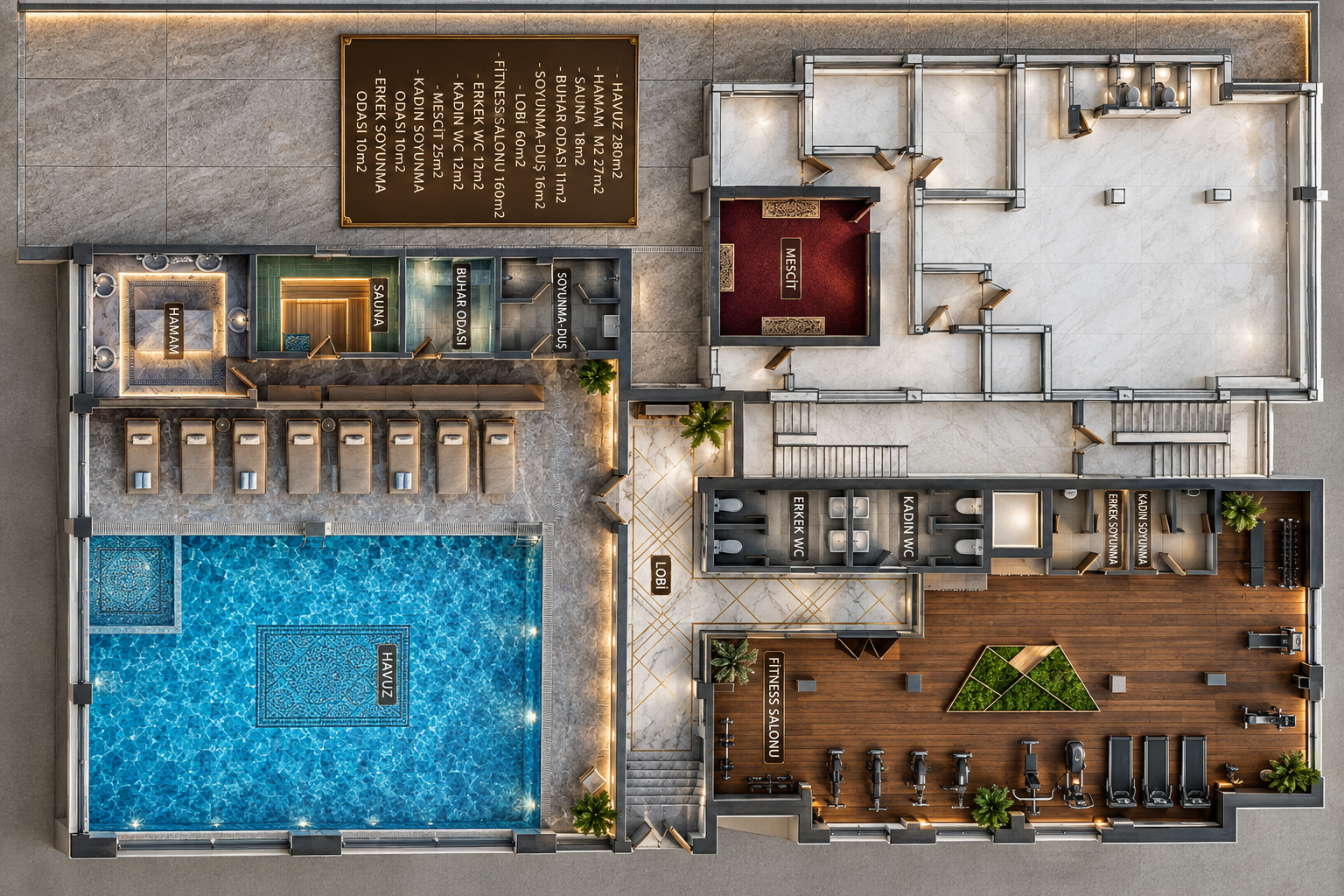 Wellness kulübü kat planı